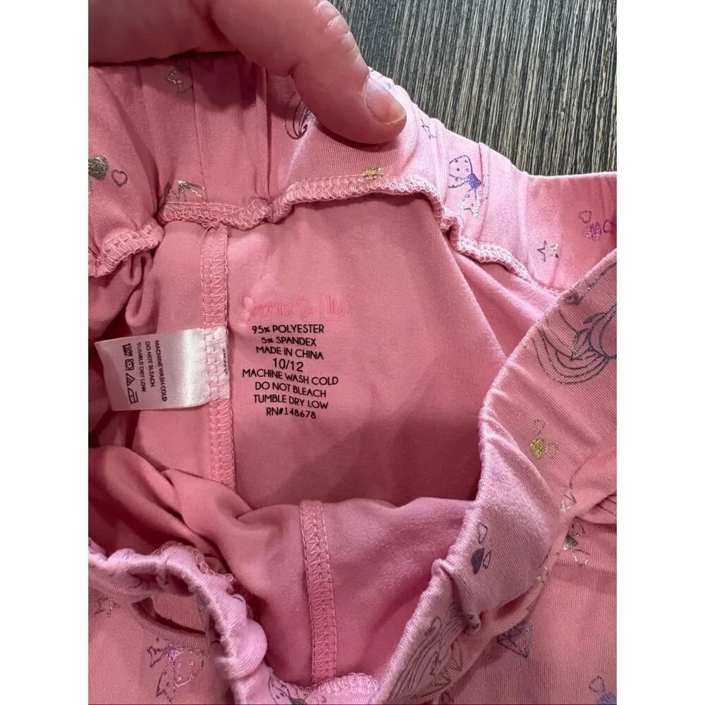 Sophia & Lily Ribbed Unicorn Diamond Jogger Sleep Pajama Pants Pink Size 10/12